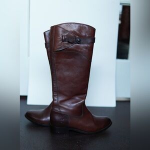 Frye Molly Redwood Leather Boots, US6.5, Regular Calf, Professionally Reheeled.
